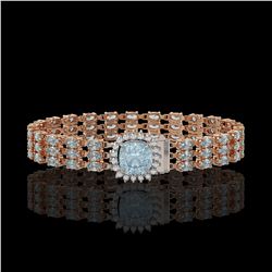 29.89 ctw Sky Topaz & Diamond Bracelet 14K Rose Gold - REF-281W8H