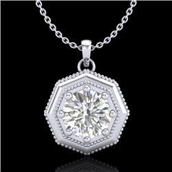 0.75 ctw VS/SI Diamond Solitaire Art Deco Stud Necklace 18k White Gold - REF-180K2Y