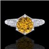 Image 2 : 1.17 ctw Intense Fancy Yellow Diamond Art Deco Ring 18k White Gold - REF-180H2R