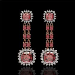 18.38 ctw Tourmaline & Diamond Earrings 14K Rose Gold - REF-435H5R