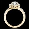 Image 2 : 2.19 ctw Certified Diamond Solitaire Halo Ring 10k Yellow Gold - REF-259Y3X