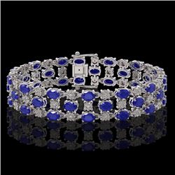 25.85 ctw Sapphire & Diamond Bracelet 10K White Gold - REF-272N8F