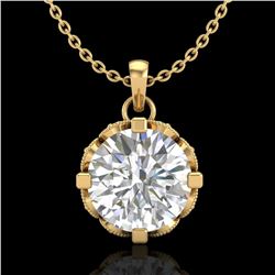 1.5 ctw VS/SI Diamond Solitaire Art Deco Stud Necklace 18k Yellow Gold - REF-363N5F