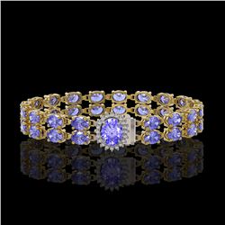 16.37 ctw Tanzanite & Diamond Bracelet 14K Yellow Gold - REF-263H6R