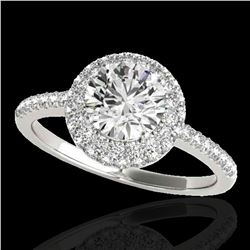2.15 ctw Certified Diamond Solitaire Halo Ring 10k White Gold - REF-347H8R
