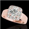 Image 1 : 1.55 ctw Certified Diamond Solitaire Halo Ring 10k Rose Gold - REF-190H9R