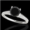 Image 1 : 2 ctw Certified VS Black Diamond Solitaire Ring 10k White Gold - REF-57A3N