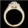 Image 2 : 2.17 ctw Certified Diamond Solitaire Halo Ring 10k Yellow Gold - REF-340F9M