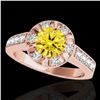 Image 1 : 2 ctw Certified SI/I Fancy Intense Yellow Diamond Halo Ring 10k Rose Gold - REF-259F3M