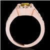 Image 2 : 2 ctw Certified SI/I Fancy Intense Yellow Diamond Halo Ring 10k Rose Gold - REF-259F3M