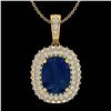 Image 1 : 3.15 ctw Sapphire & Micro Pave VS/SI Diamond Necklace 18k Yellow Gold - REF-90W2H