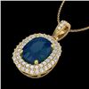 Image 2 : 3.15 ctw Sapphire & Micro Pave VS/SI Diamond Necklace 18k Yellow Gold - REF-90W2H