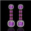 Image 1 : 18.96 ctw Amethyst & Diamond Earrings 14K Rose Gold - REF-222R2K