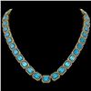 Image 1 : 79.01 ctw Swiss Topaz & Diamond Micro Pave Halo Necklace 10k Yellow Gold - REF-836H4R