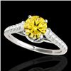 Image 1 : 1.46 ctw Certified SI/I Fancy Intense Yellow Diamond Ring 10k White Gold - REF-182Y8X