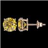 Image 2 : 2.57 ctw Certified Intense Yellow Diamond Stud Earrings 10k Rose Gold - REF-349W8H