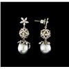 Image 2 : Tahitian Pearl and Diamond Earrings - 14KT White Gold