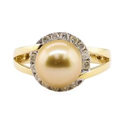 South Sea Pearl and Diamond Ring - 18KT Yellow Gold