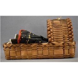 WOODLANDS INDIAN DOLL AND CRADLE