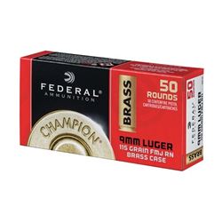 FED CHAMP 9MM 115GR FMJ BRS - 50 Rds