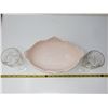 Image 3 : Pink milk glass dish & 2 wine glasses