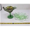 Image 1 : 2 green glass candy dishes