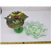 Image 2 : 2 green glass candy dishes