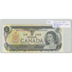 1973 $1 BAX Replacement Note. Serial Number BAX1212271. Crow-Bouey signatures. BC-46bA. Unc.