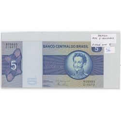 Brazil. Bank of Brazil 1979 5 Cruzeiros. Don Pedro I. P-192d. Unc.