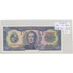 Uruguay. Central Bank of Uruguay. 1967 50 Pesos. Founding of Uruguay. P-46. Unc.