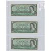 Image 1 : Lot of 3 Consecutive Serial Number 1954 Modified Portrait $1 notes. All are *A/A Replacement notes. 