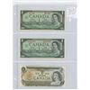 Image 1 : Lot of 3 different Canadian $1 notes: 1867-1967 Beattie-Rasminsky No Serial Numbers; 1967 Beattie-Ra