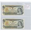 Image 1 : Lot of 2 Consecutive  Serial Number 1973 $1 notes. Crow-Bouey signatures. BFD Prefix. 0802329 & 0802