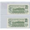 Image 2 : Lot of 2 Consecutive  Serial Number 1973 $1 notes. Crow-Bouey signatures. BFD Prefix. 0802329 & 0802