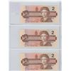 Image 2 : Lot of 3 Consecutive Serial Number 1986 $2 notes. Thiessen-Crow signatures. BUW Prefix. 8139514, 813