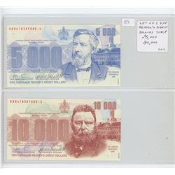 Lot of different Reader’s Digest Dollars 2001 Scrip. $5,000 (sailing ship) & $10,0000 (train). Both 