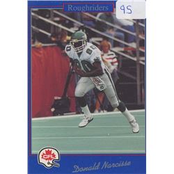 Donald Narcisse, WR, Saskatchewan Roughriders. CFL Football card. 1991 Jogo. Gem Unc.