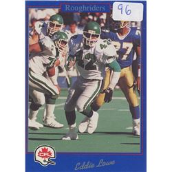 Eddie Lowe, LB, Saskatchewan Roughriders. CFL Football card. 1991 Jogo. Gem Unc.