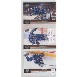 Lot of 3 Winnipeg Jets, NHL Hockey cards including Alexander Burrows, Don Hamhuis & Mark Stuart. All