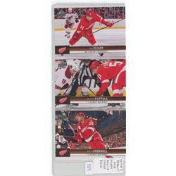 Lot of 3 Detroit Red Wings, NHL Hockey cards including Dan Cleary, Valtteri Filppula & Niklas Kronwa