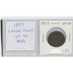 1897 Canadian Victorian Large Cent. VF-20. Nice.