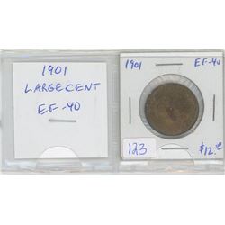 1901 Canadian Victorian Large Cent. The last year of issue. EF-40.