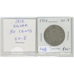 1912 George V Silver 50 Cents. VG-8.