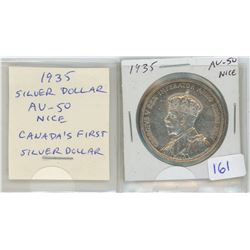 1935 Canadian Silver Dollar. Canada’s first circulating silver dollar is also Canada’s first Commemo