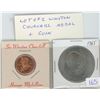 Image 1 : Lot of 2 Winston Churchill medal & coin. The bronze medal depicts Churchill with reverse that reads 