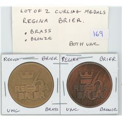 Lot of 2 large Curling medals. Regina Brier. Agribition. One brass, one bronze. Both Unc.