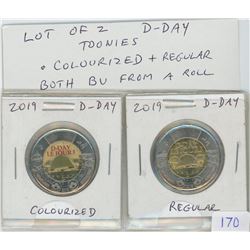 Lot of 2 D-Day toonies. One colourized, the other regular. Both BU from an original roll.