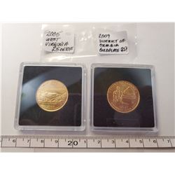 2005 and 2009 Gold Plated Quarters - USA