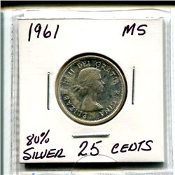 1961 Twenty Five Cents - 80% Silver