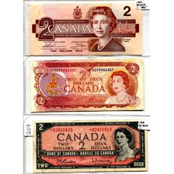 Lot of (3) Two Dollar Bills